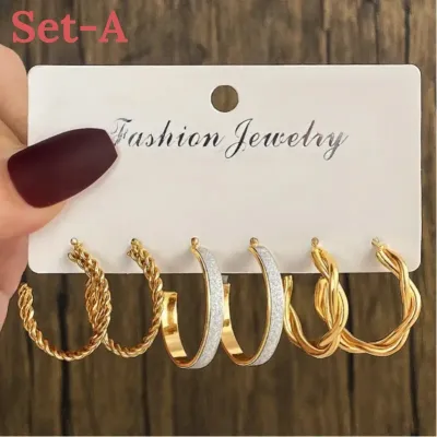 Fashionable Twisted Hollow Faux Pearl Love Earrings Set (3 pairs)